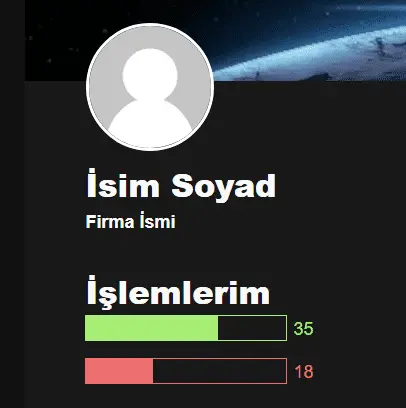 Örnek bir profil üzerinde başarılı ve başarısız işlemlerin gösterimi