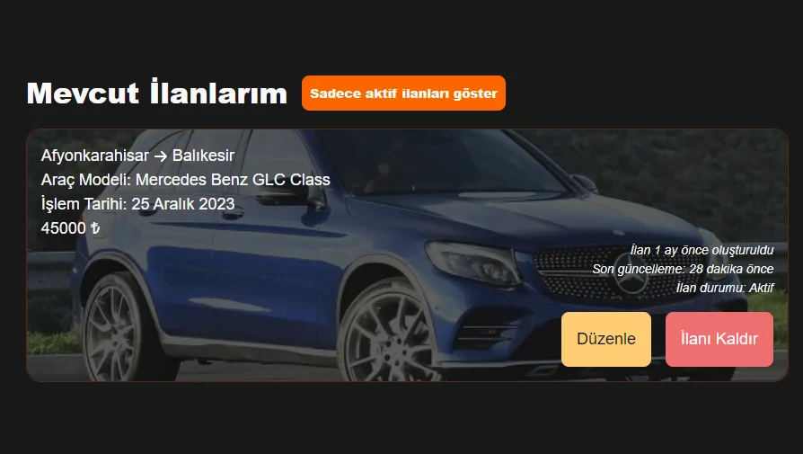 İlan yönetimi örnek görseli