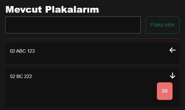 Profilde plakaların yönetileceği yerin görseli